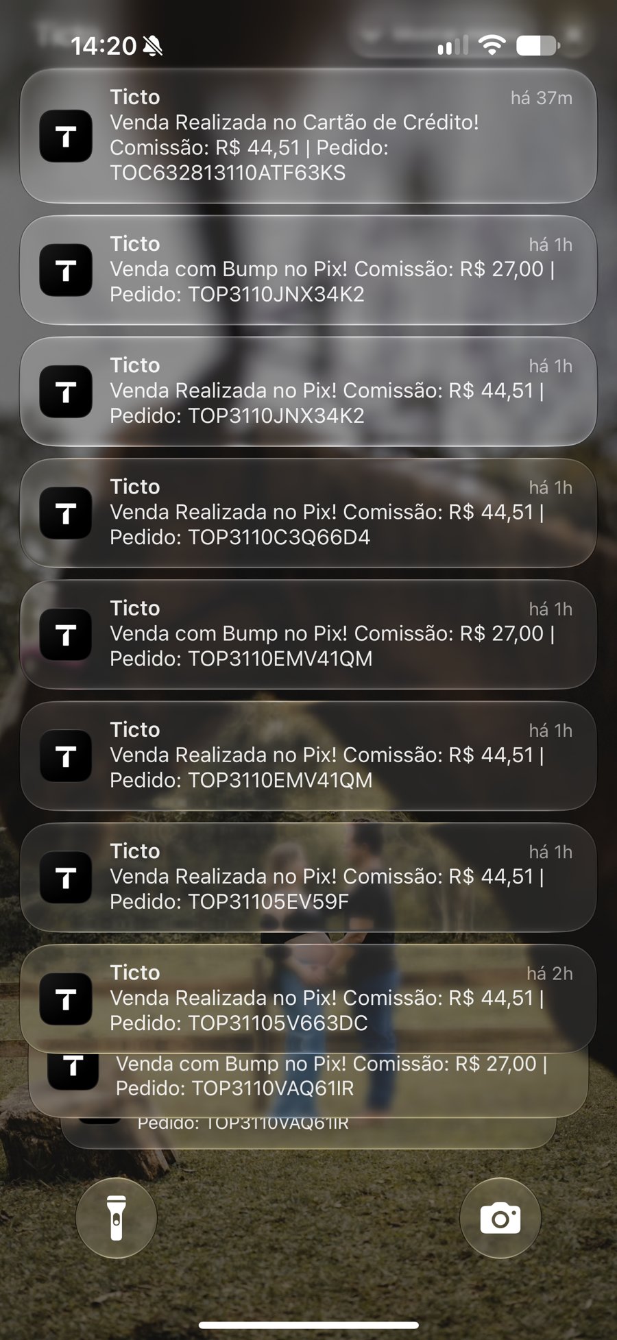 Notificações de vendas e de bump no Ticto